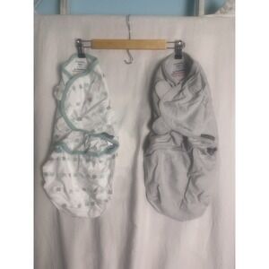 Swaddle me boys 100% cotton elephant grey print size Sm/md 7 to 14 Lbs  set 2